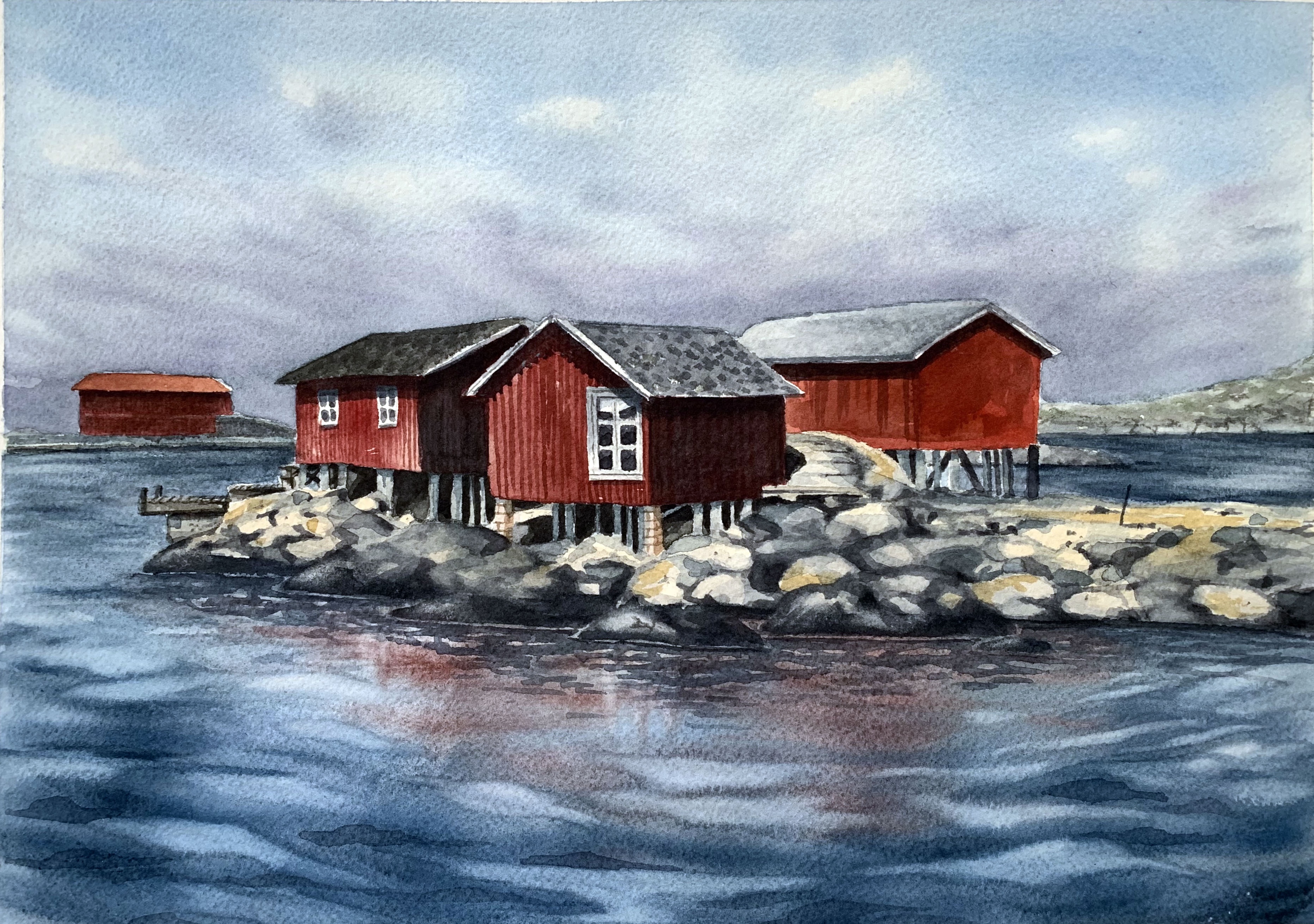 Röda stugor i skärgården