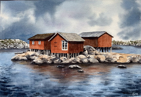 Akvarell skärgård
